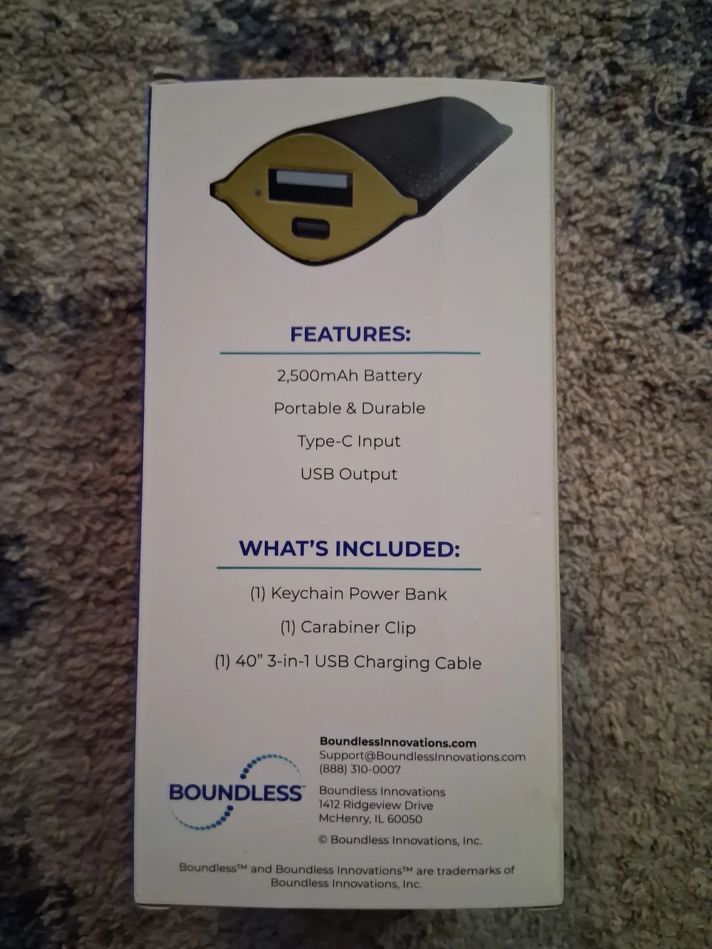 Boundless Keychain Power Bank - Black